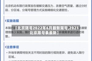 【北京限号2022年6月最新限号,2021北京限号表最新】